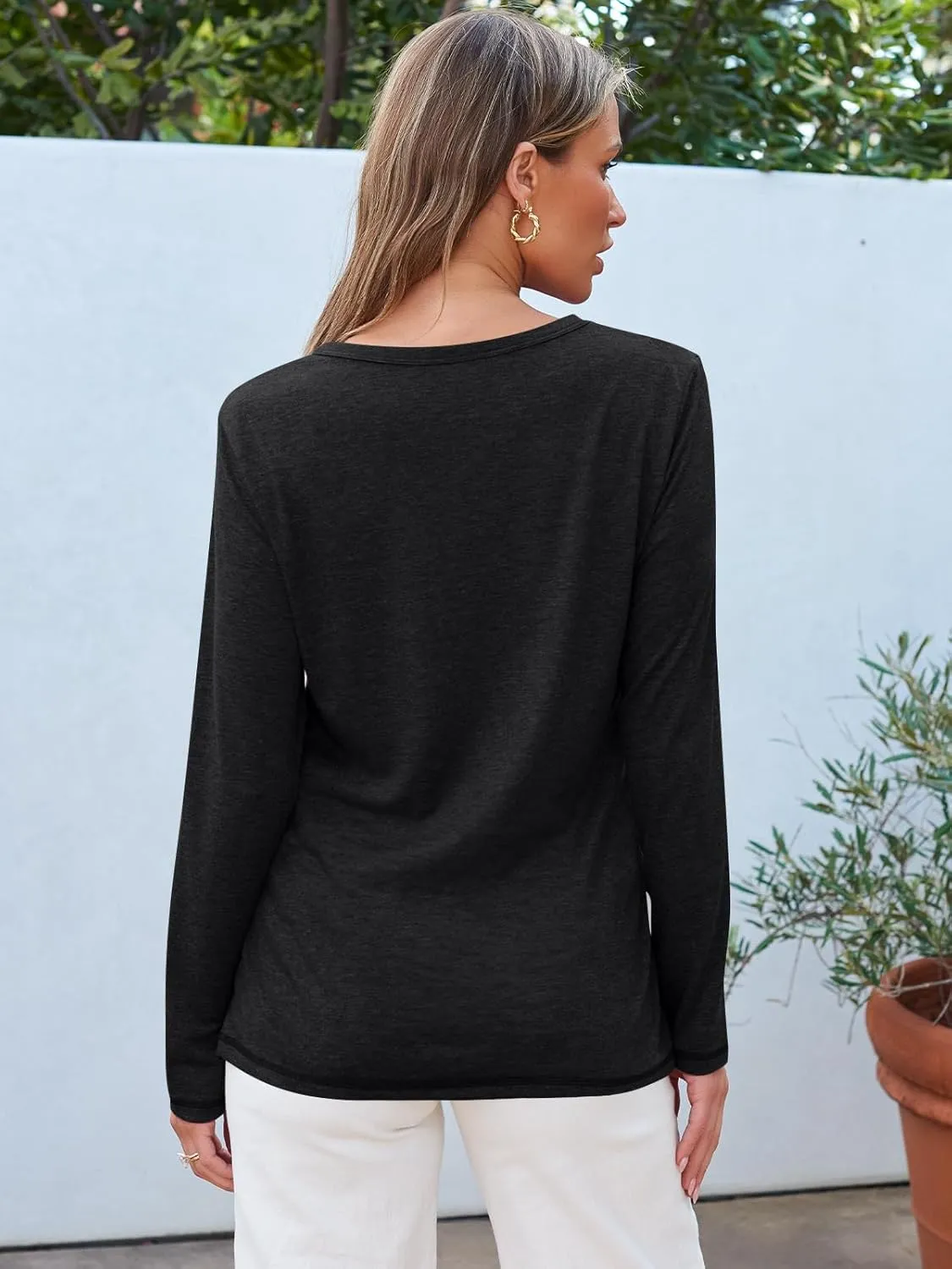 SUNBS Womens 3 Packs Long Sleeve Shirts Loose Fit Fall Tops Fashion Clothes Outfits 2025 Basic Tee Crew Neck Tops