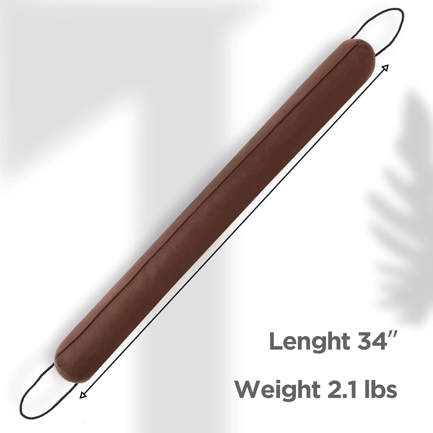 Sunolga 2 Packs 34 Inches 2.1LBs Weighted Door Draft Stopper Filled with Glass Beads & Cotton, Removable Machine Washable Sound Proof Under Door Draft Blocker with Anti-Abrasion Bottom for Door, Brown