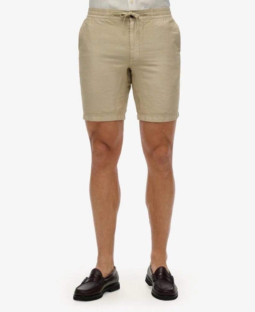 Superdry Men's Merchant Linen Shorts, Abbey Stone