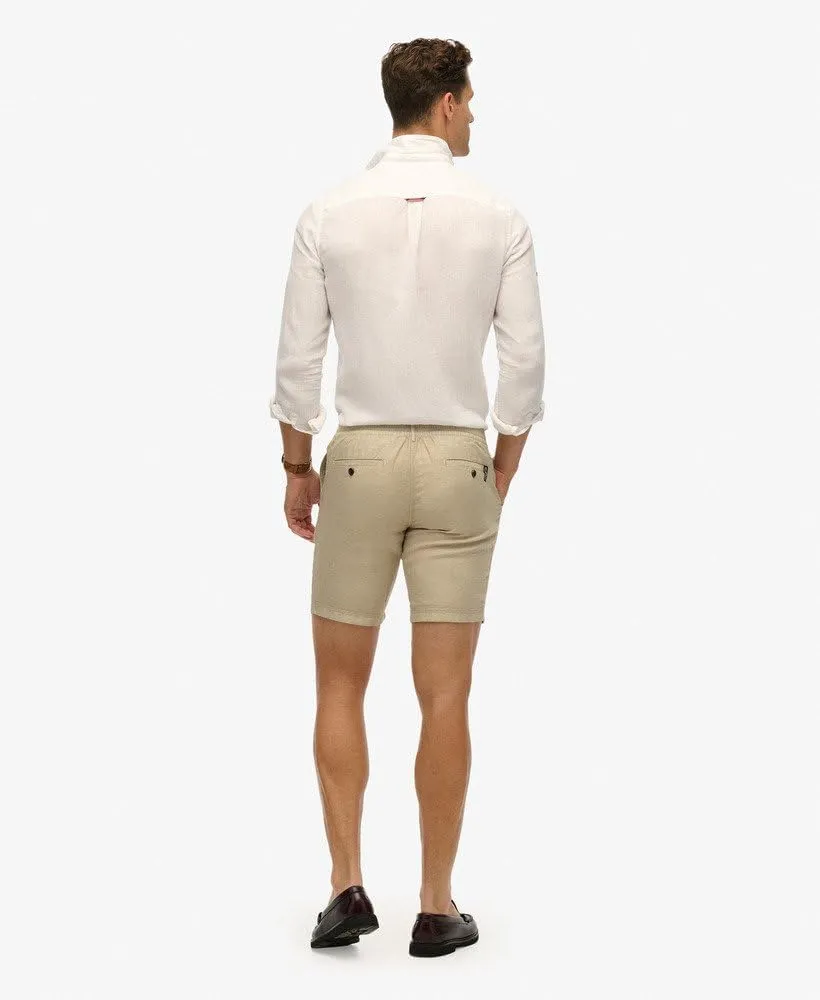 Superdry Men's Merchant Linen Shorts, Abbey Stone