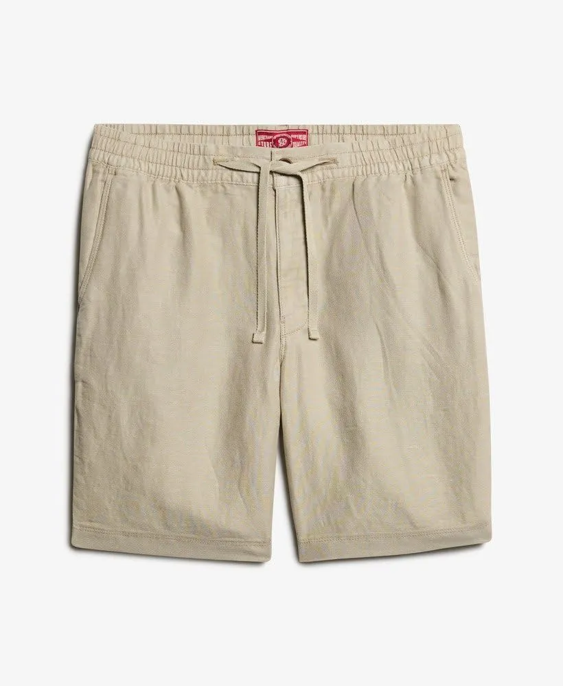Superdry Men's Merchant Linen Shorts, Abbey Stone