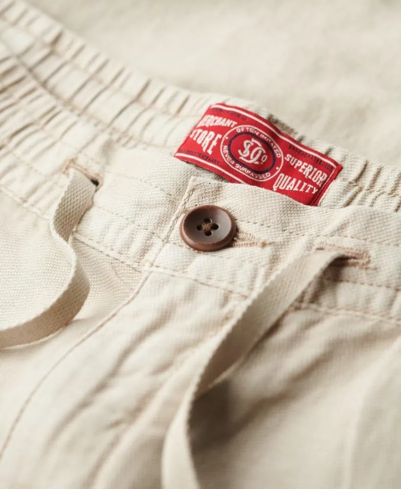 Superdry Men's Merchant Linen Shorts, Abbey Stone