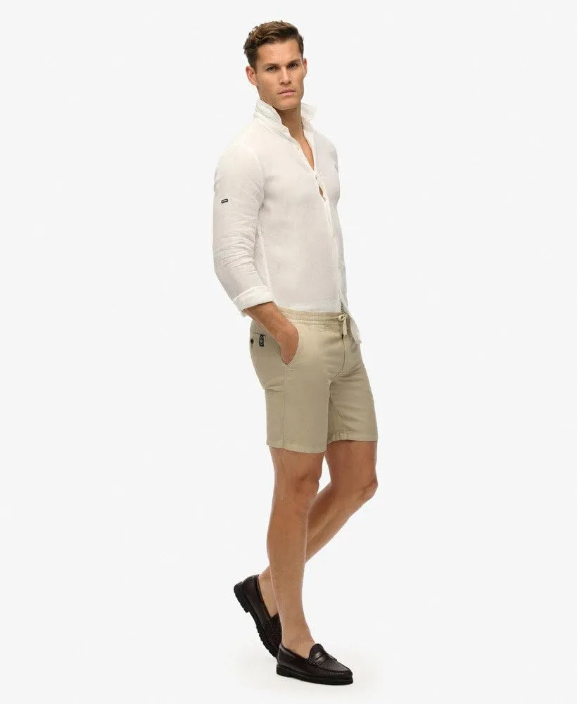Superdry Men's Merchant Linen Shorts, Abbey Stone