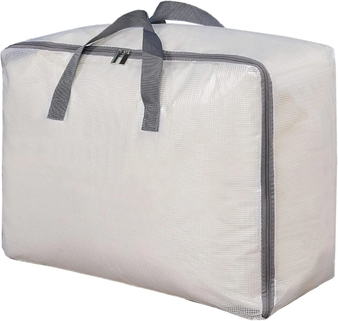 Surblue Clothes Storage Bag Organizer with Durable Handles Thick Fabric Extra Large Capacity Closet Bag for Blanket Comforter Clothing Bedding (Transparent, L)