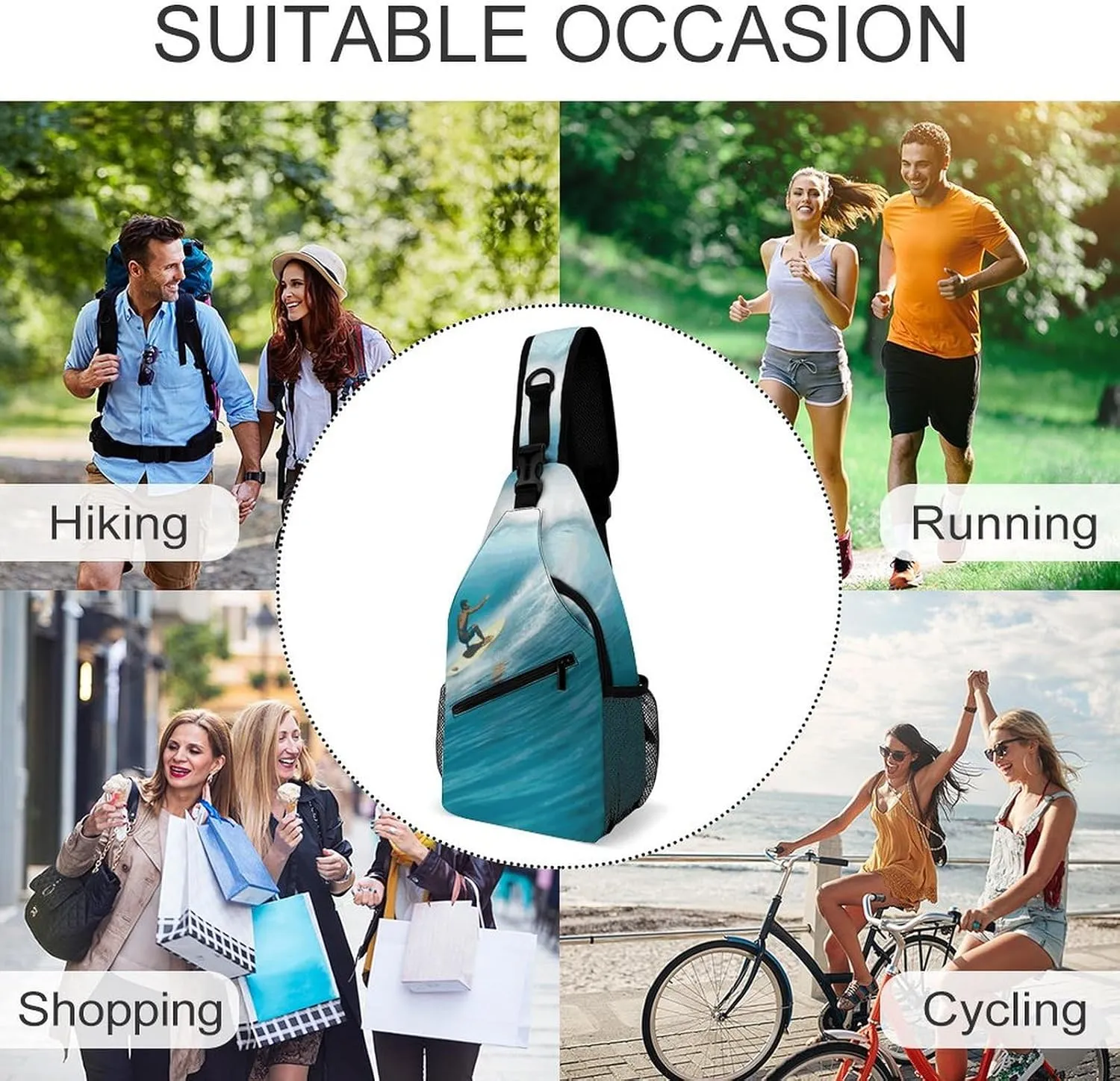 Surfing Sling Bag Crossbody Bags Cross Body Bag Fanny Packs Chest Bags Sling Purses for Travel