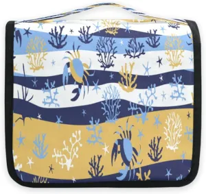 susiyo Cartoon Crabs with Algae Travel Toiletry Bag for women, Portable Hanging Organizer for Full-Sized Shampoo, Conditioner, Brushes Set, Travel-Size