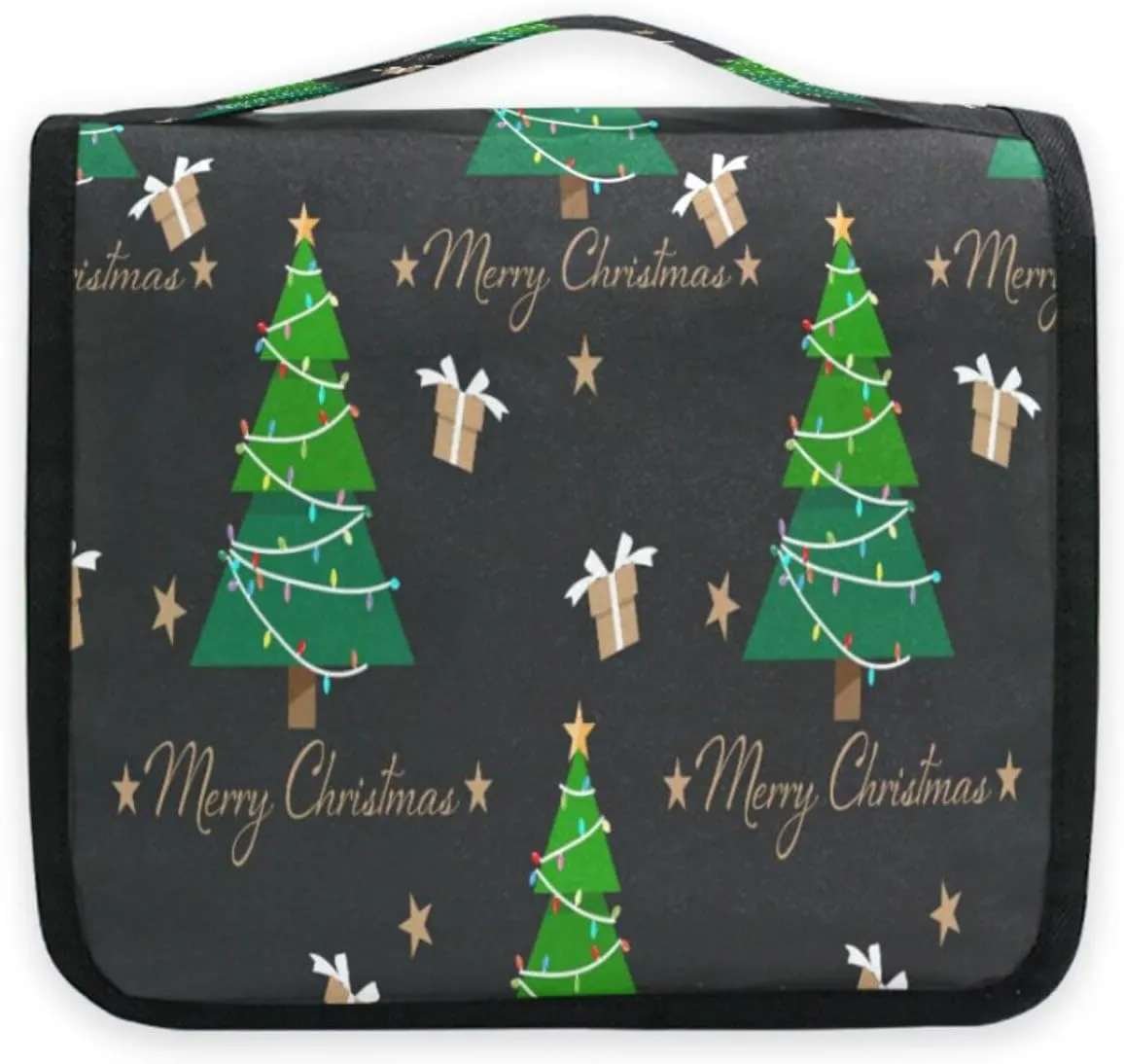 susiyo Christmas Tree with Light Bulb Travel Toiletry Bag for women, Portable Hanging Organizer for Full-Sized Shampoo, Conditioner, Brushes Set, Travel-Size