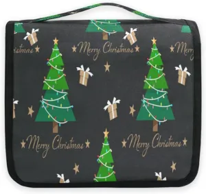 susiyo Christmas Tree with Light Bulb Travel Toiletry Bag for women, Portable Hanging Organizer for Full-Sized Shampoo, Conditioner, Brushes Set, Travel-Size