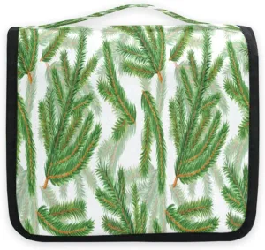 susiyo Green Spruce Branches Travel Toiletry Bag for women, Portable Hanging Organizer for Full-Sized Shampoo, Conditioner, Brushes Set, Travel-Size
