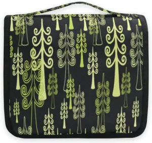susiyo Green Spruce Trees Travel Toiletry Bag for women, Portable Hanging Organizer for Full-Sized Shampoo, Conditioner, Brushes Set, Travel-Size