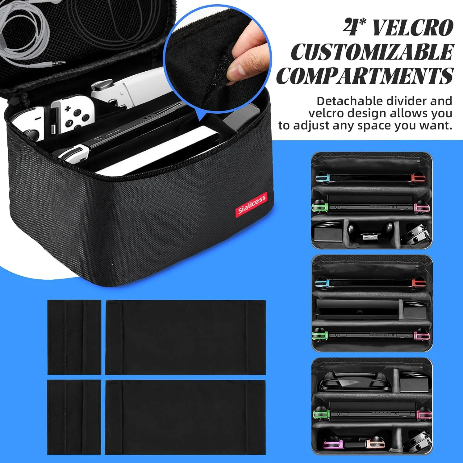 Switch Case for Switch/Lite/OLED, Portable Soft Shell Waterproof Protective Storage Travel Carrying Case Messenger Bag Oxford for NS SD Console Dock JoyCons Accessories (Atmospheric pure black)