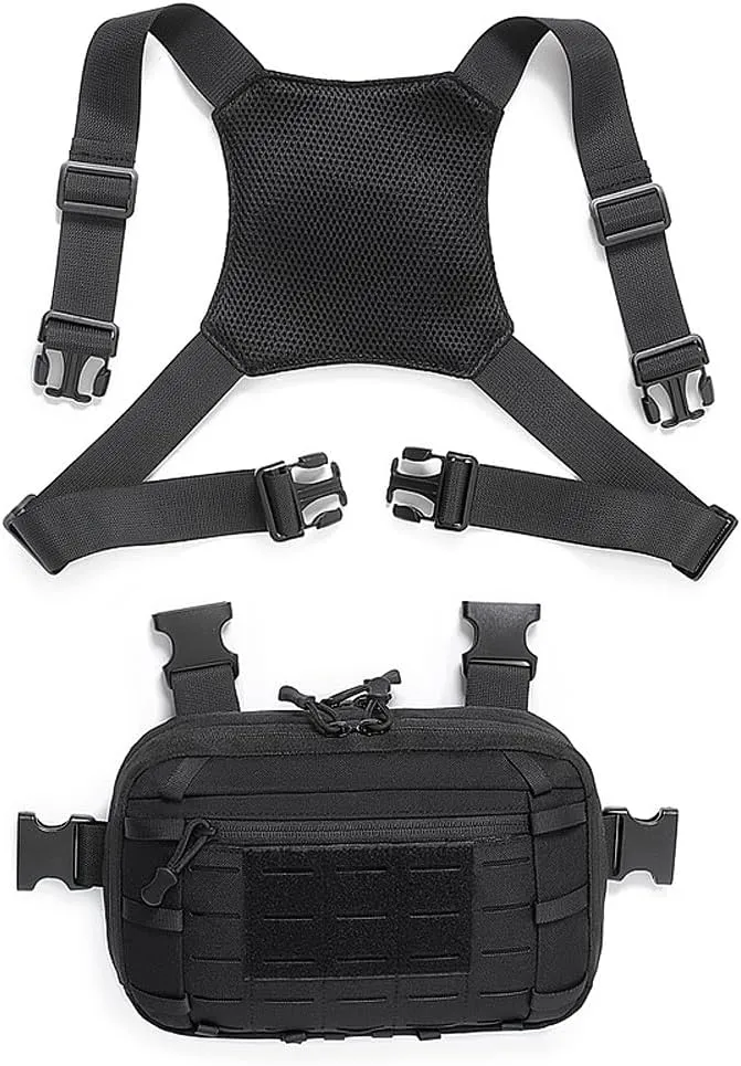 Tactical Chest Pack EDC Chest Bag Utility Molle Chest Rig Pouch with CCW Compartment Adjustable Strap Admin Pouch