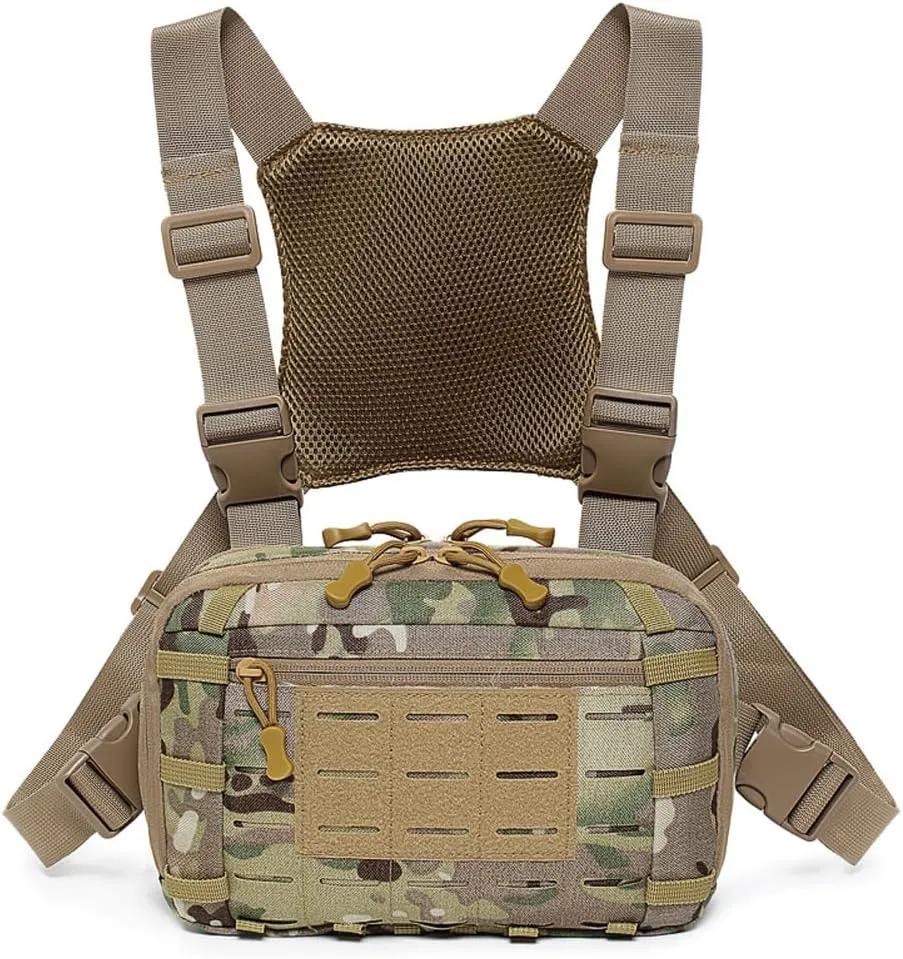 Tactical Chest Pack EDC Chest Bag Utility Molle Chest Rig Pouch with CCW Compartment Adjustable Strap Admin Pouch