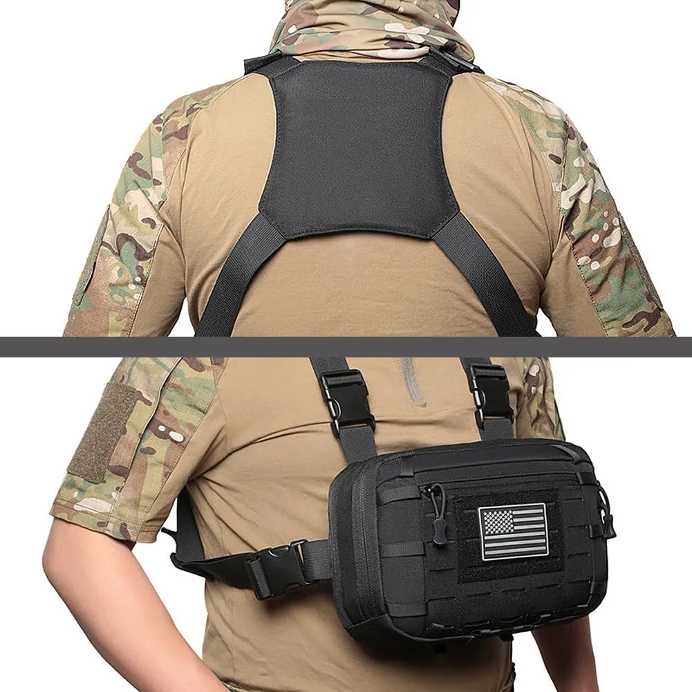 Tactical Chest Pack EDC Chest Bag Utility Molle Chest Rig Pouch with CCW Compartment Adjustable Strap Admin Pouch