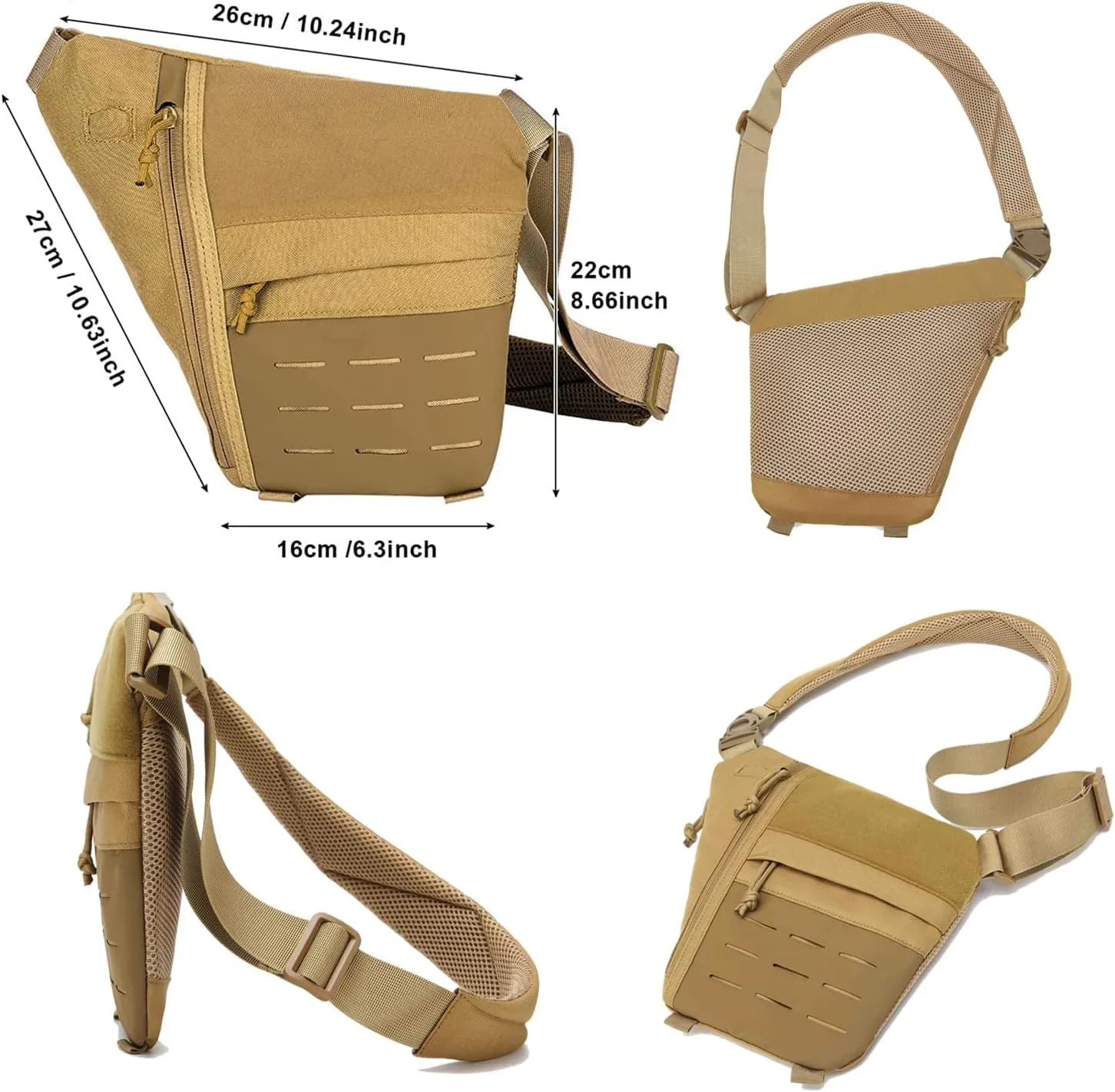 Tactical Crossbody Sling Bag for Men, Conceal Carry Gun Bag CCW Shoulder Chest Pack Valcen Personal Pocket Women