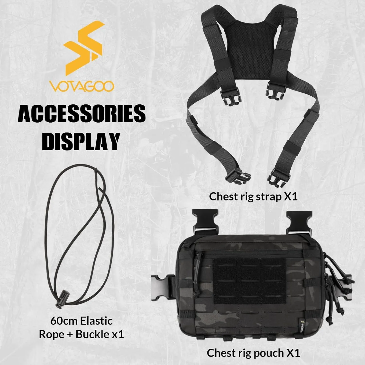 Tactical EDC Chest Bag 2L Utility Molle Chest Rig Pouch with CCW Compartment Adjustable Strap Outdoor