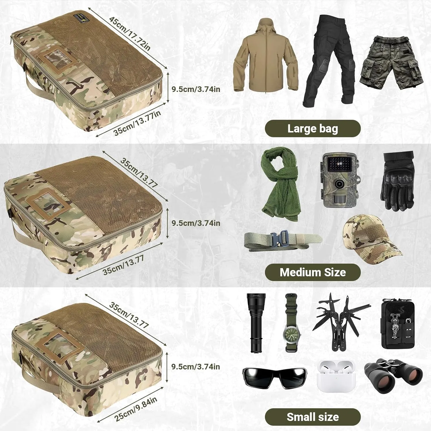 Tactical Packing Cubes 6 Packs Lightweight Luggage Set Packing for Outdoor Organization Travel Accessories Bag Utility Travel Storage Bag