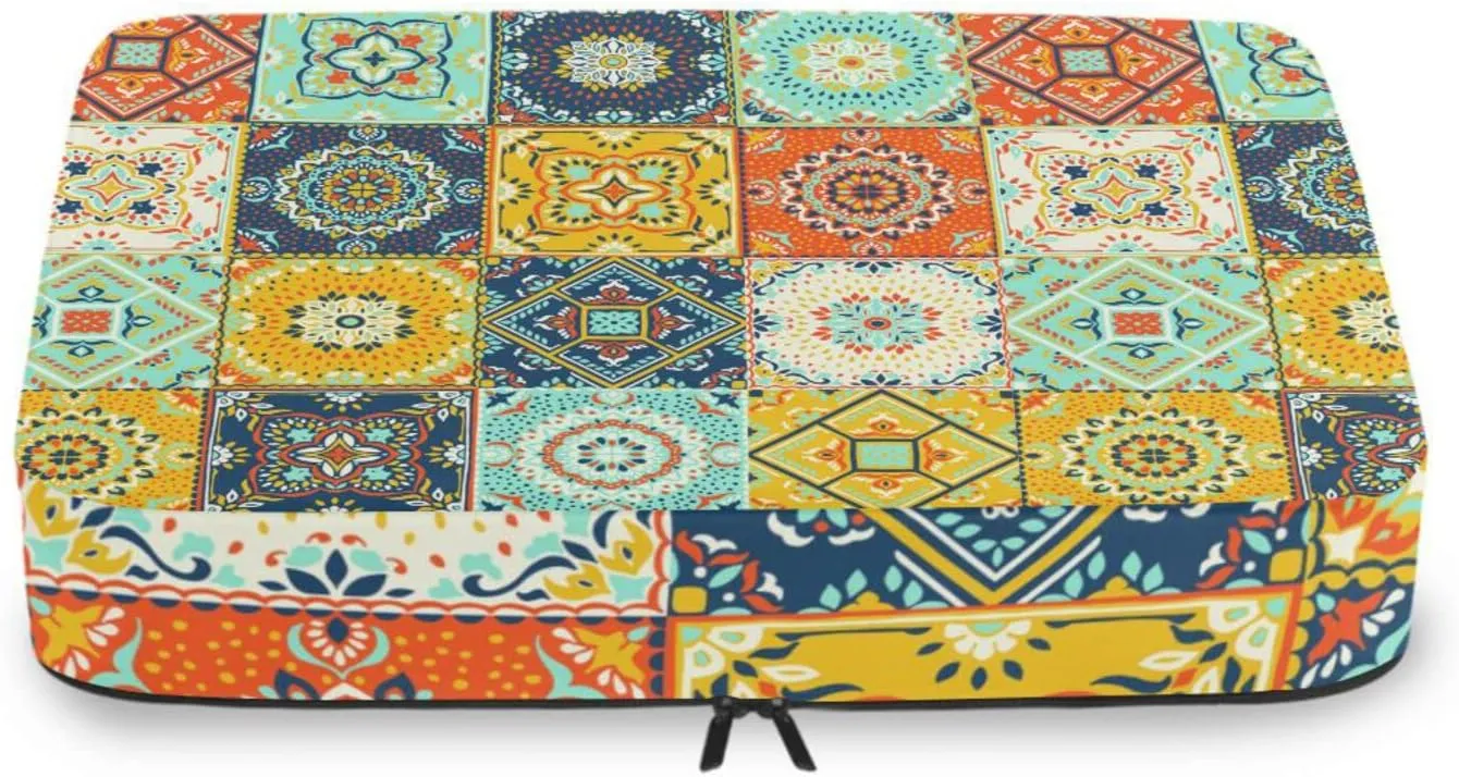 Talavera Indian Ceramic Portugal Turkish Moroccan Tile Mosaic Ethnic 4 PCs Set Packing Bags, Luggage Organizer Bag, Portable Cube Toiletry bag, Durable Travel Cosmetic Storage Bag for Men Women
