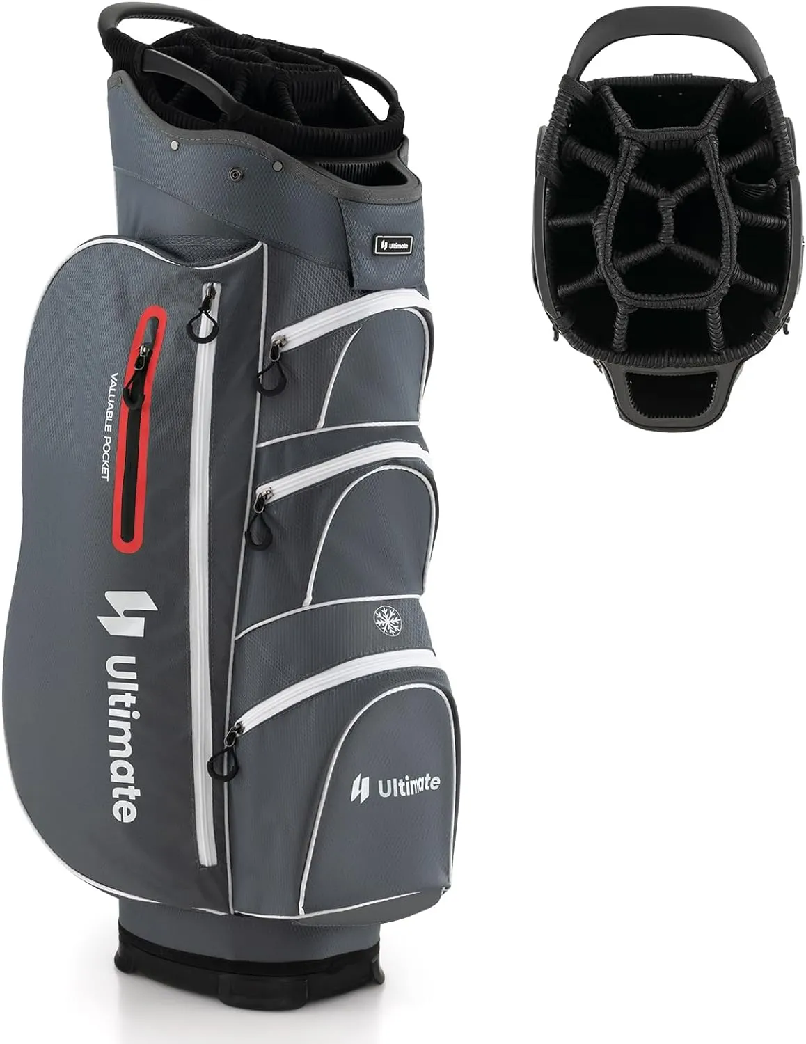 Tangkula Golf Cart Bag with 15 Way Top Dividers, Lightweight Golf Clubs Bag with Individual Putter Well & 7 Pockets, Cooler Bag, Shoulder Strap & Rain Hood, Portable Golf Carry Bag for Men & Women