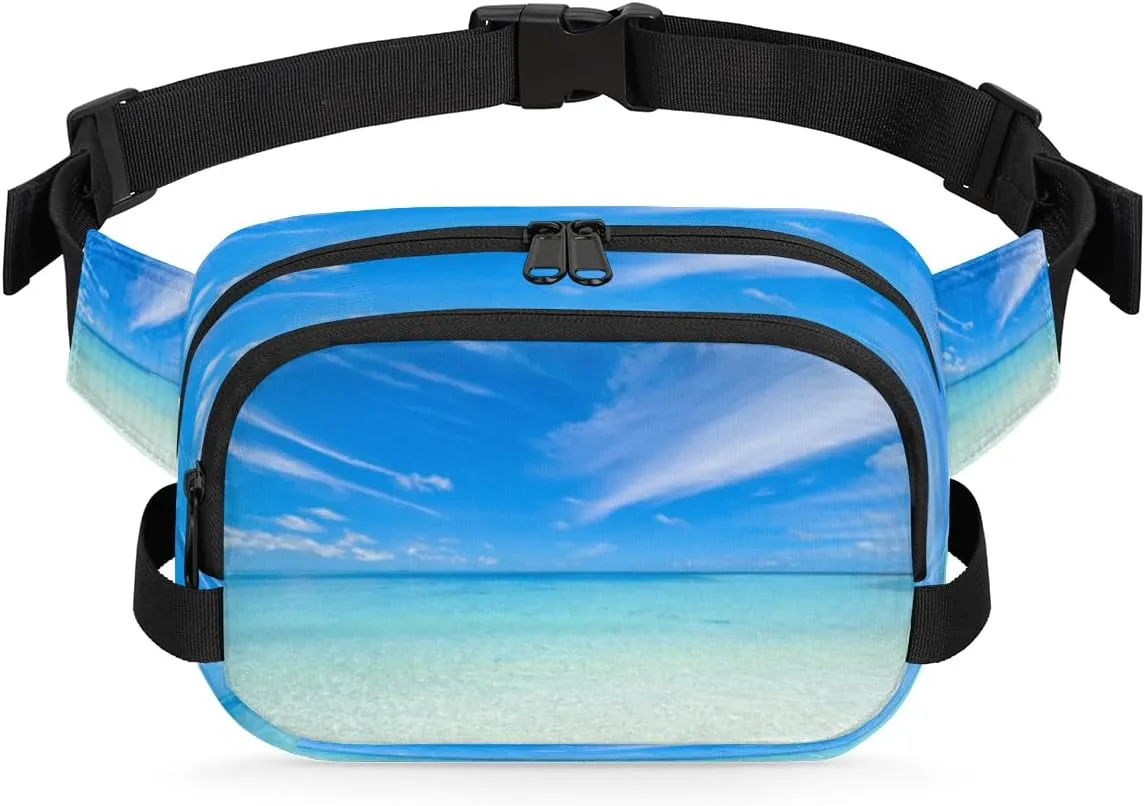 Tavisto Clear Blue Shore Durable Waterproof Fanny Pack with Double Zipper Closure - Organize Your Essentials with Ease - Lightweight and Comfortable for Men and Women