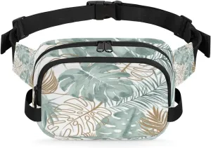 Tavisto Watercolor Tropical Leaves Durable Waterproof Fanny Pack with Double Zipper Closure - Organize Your Essentials with Ease - Lightweight and Comfortable for Men and Women