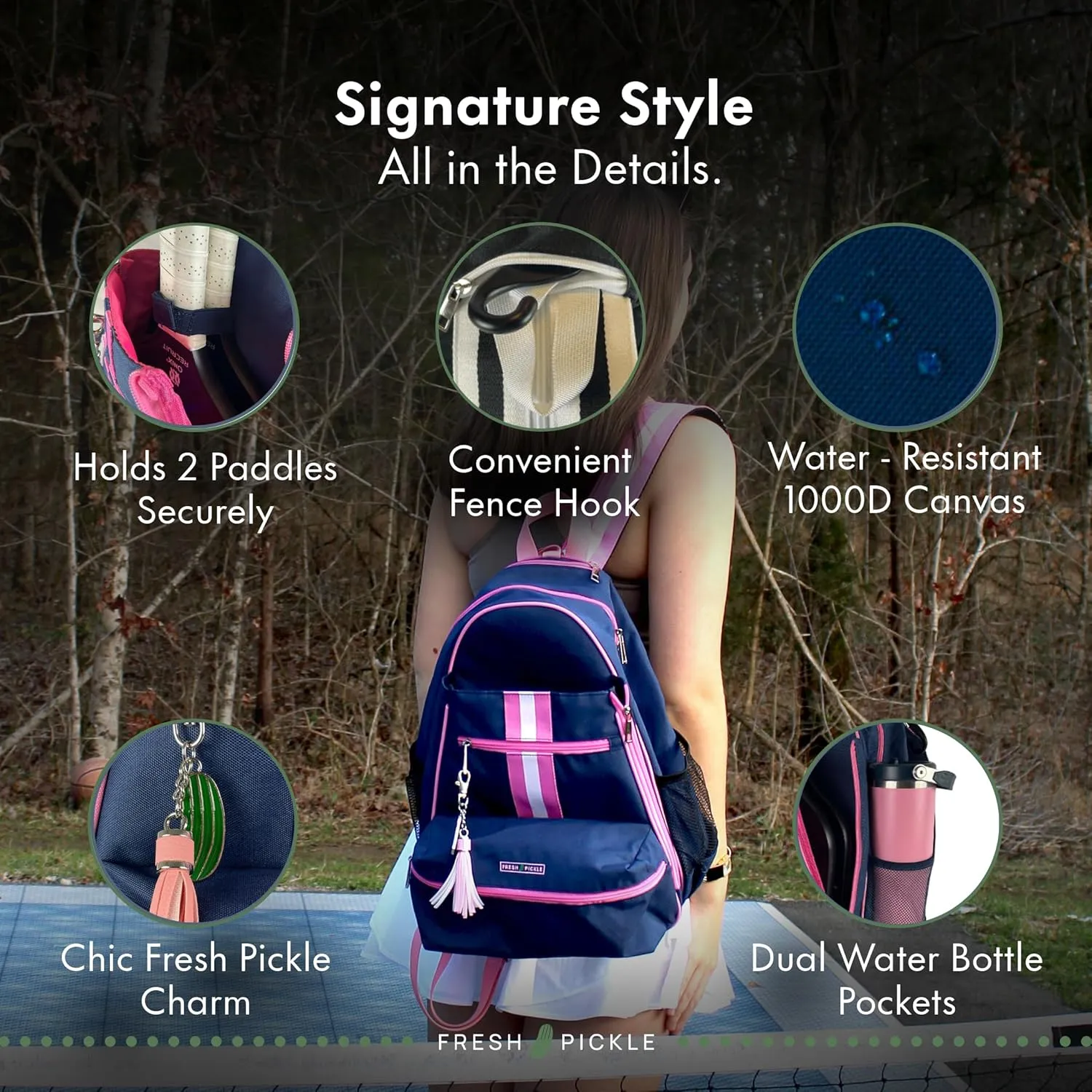 Teddi Pickleball Backpack Grn/wh- Large Capacity Pickleball Bags for Women - Durable 1000D Nylon, Multipurpose Paddle Case with Multiple Pockets, Stylish Paddle Bag