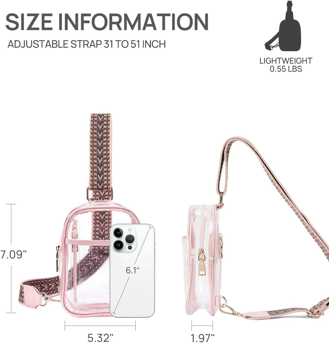 Telena Clear Bag for Stadium Events Women's Clear Purses for Women Stadium Crossbody Bag