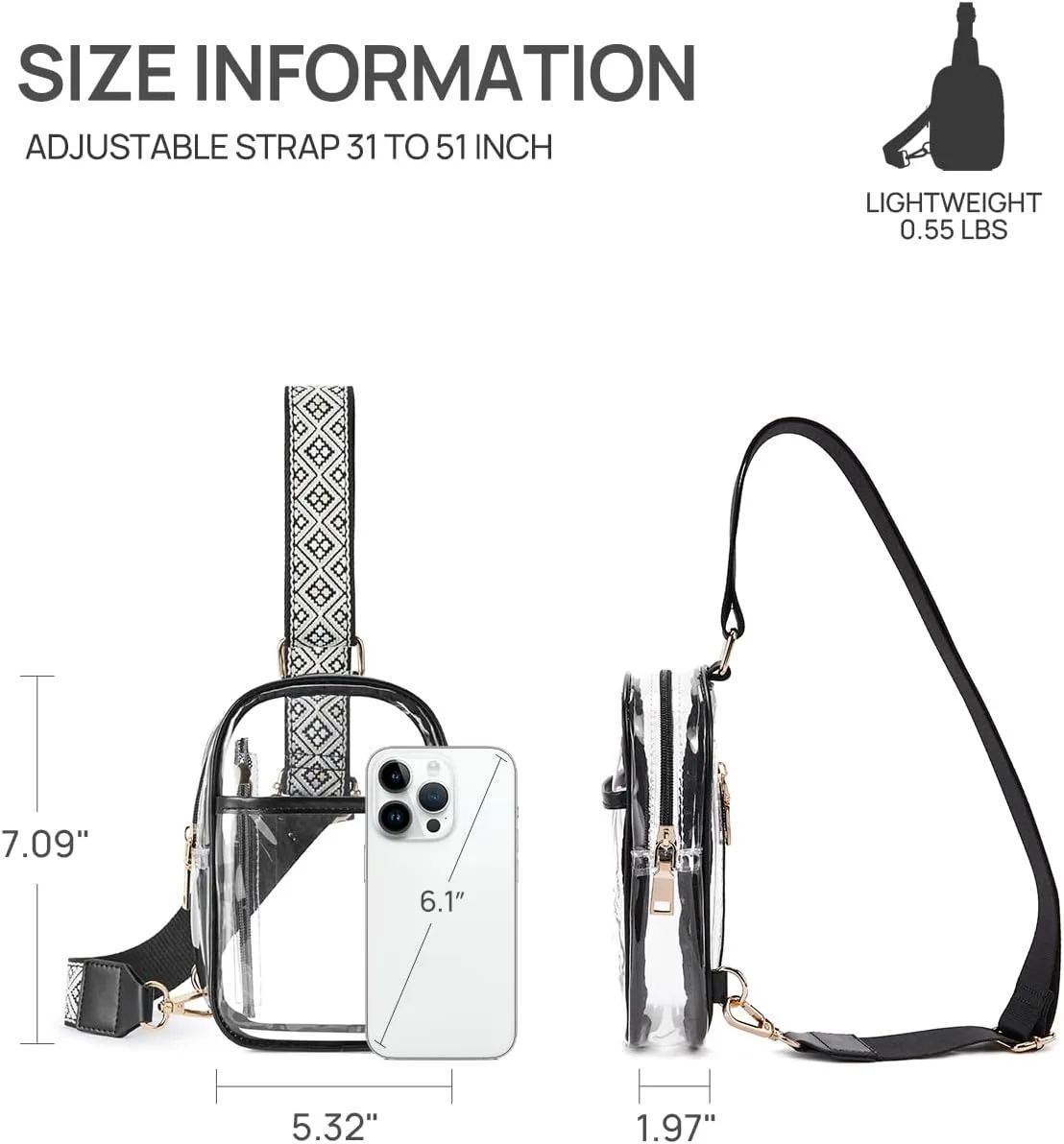 Telena Clear Bag for Stadium Events Women's Clear Purses for Women Stadium Crossbody Bag