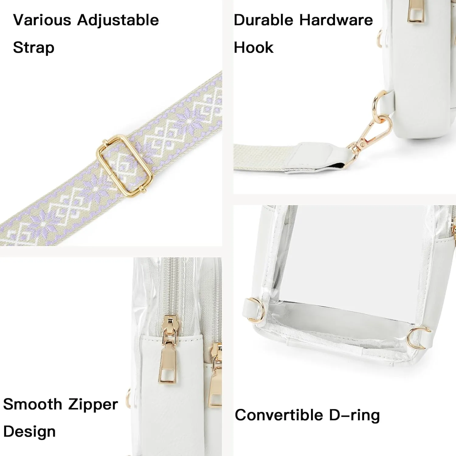 Telena Clear Bag for Stadium Events Women's Clear Purses for Women Stadium Crossbody Bag