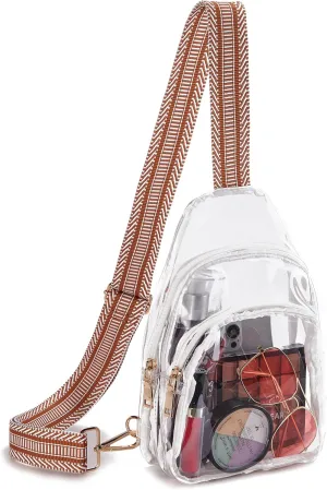 Telena Clear Fanny Pack Stadium Approved Clear Sling Bag Crossbody Purses for Women Transparent Waist Bag with Adjustable Strap White