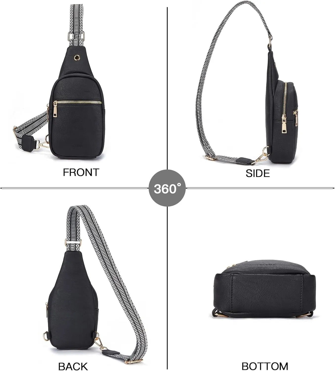 Telena Small Sling Bag for Women Leather Crossbody Fanny Packs Chest Bag for Women