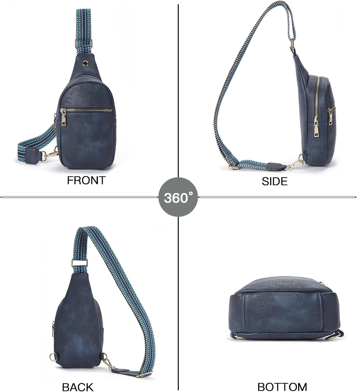 Telena Small Sling Bag for Women Leather Crossbody Fanny Packs Chest Bag for Women