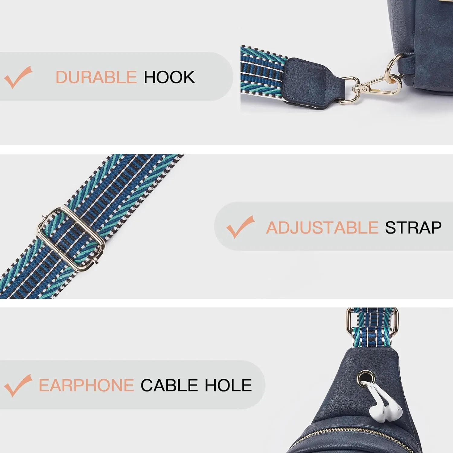 Telena Small Sling Bag for Women Leather Crossbody Fanny Packs Chest Bag for Women