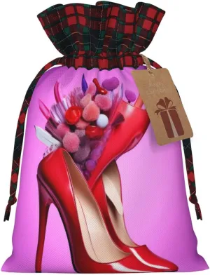 THLKLDKSZX Christmas Drawstring Gift Bags -Shoes And Makeup- Xmas Santa Sacks Bags, Wrapping Bag With Kraft Tags, Candy Bag, Xmas Bag For Christmas Party Gift Bag