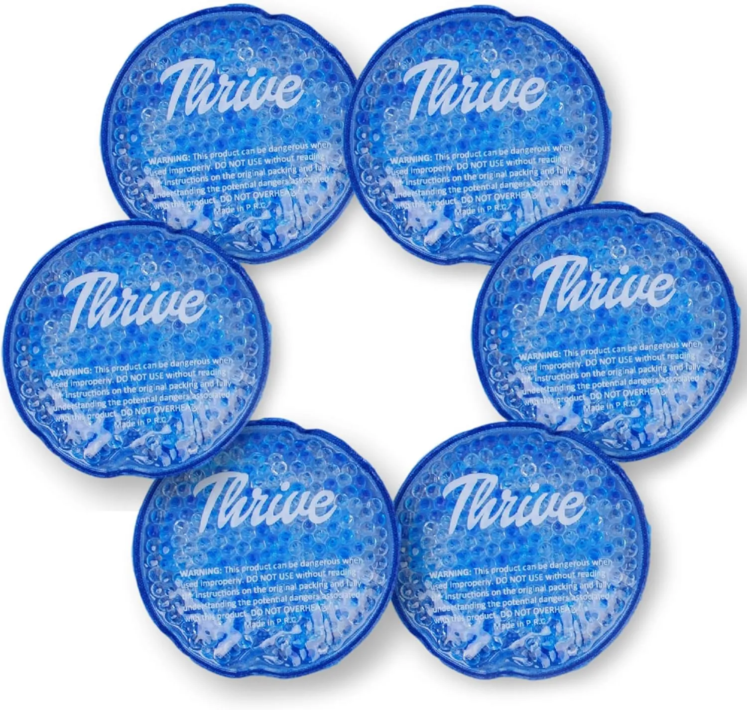 Thrive Hot & Cold Gel Ice Packs (6-Count) - FSA HSA Approved - Reusable Compress for Injuries, Tired Eyes, Sinus Relief - Round with Cloth Backing