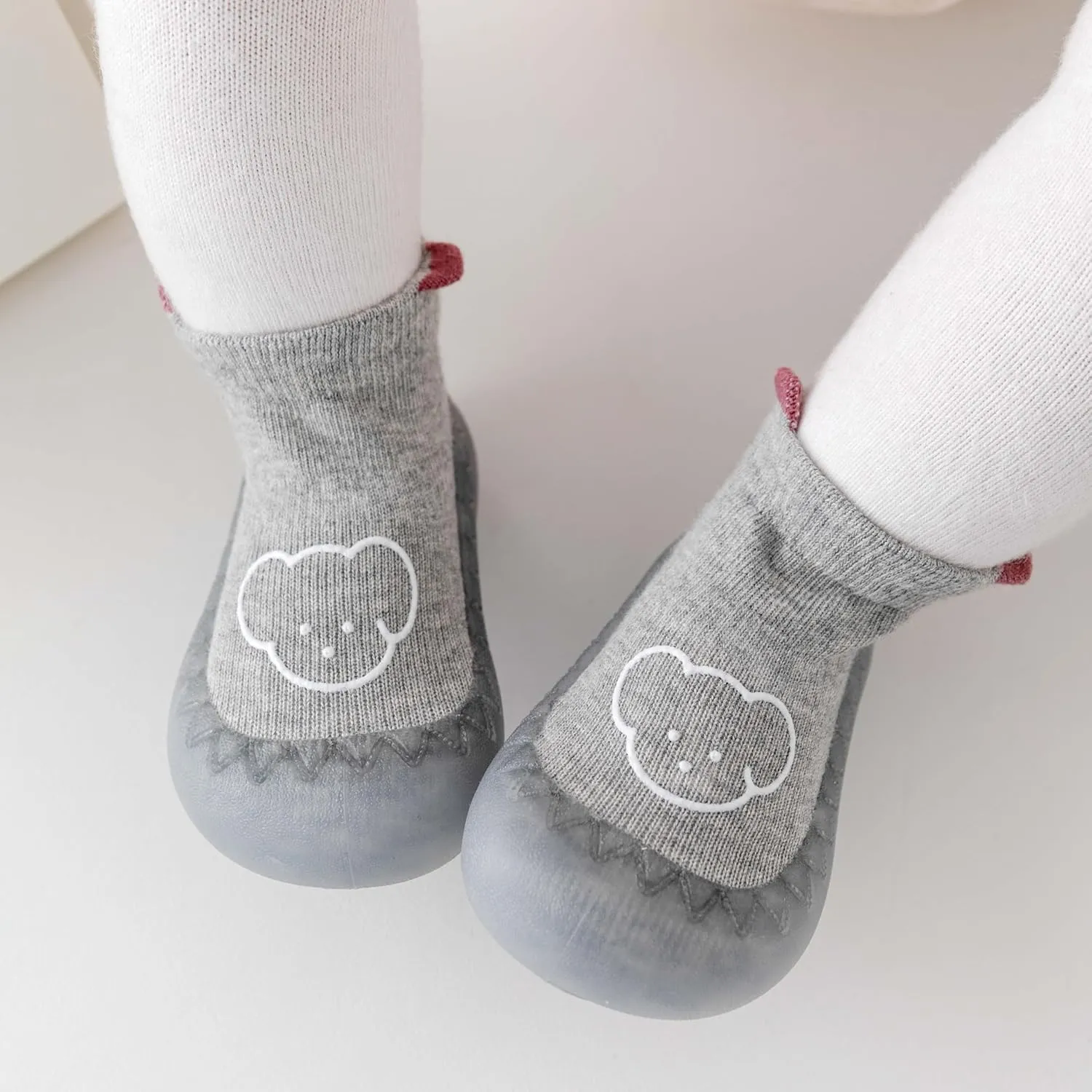 Toddler 2 Pairs Anti-Skid Socks Shoes Baby Boys Girls Rubber Sole Indoor First Walking Slippers