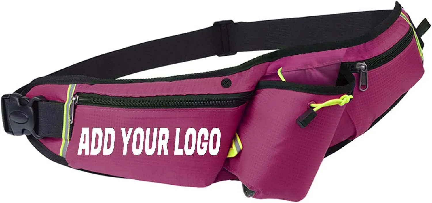TOPTIE Custom Printed Purple Waist Bags with Water Bottle Holder, Unisex Fanny Pack for Running, Climbing, Travel (Add Your Logo)