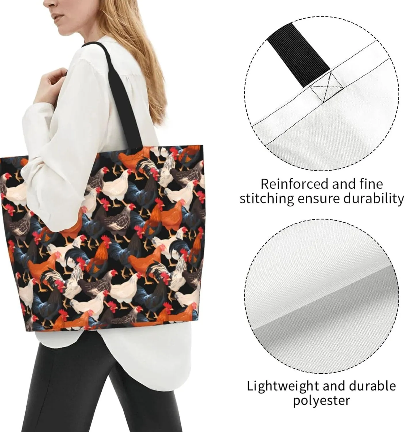 Tote Bag For Womens, Large Casual Shoulder Sling Bags Reusable Grocery Handbag For Travel Shopping Gym