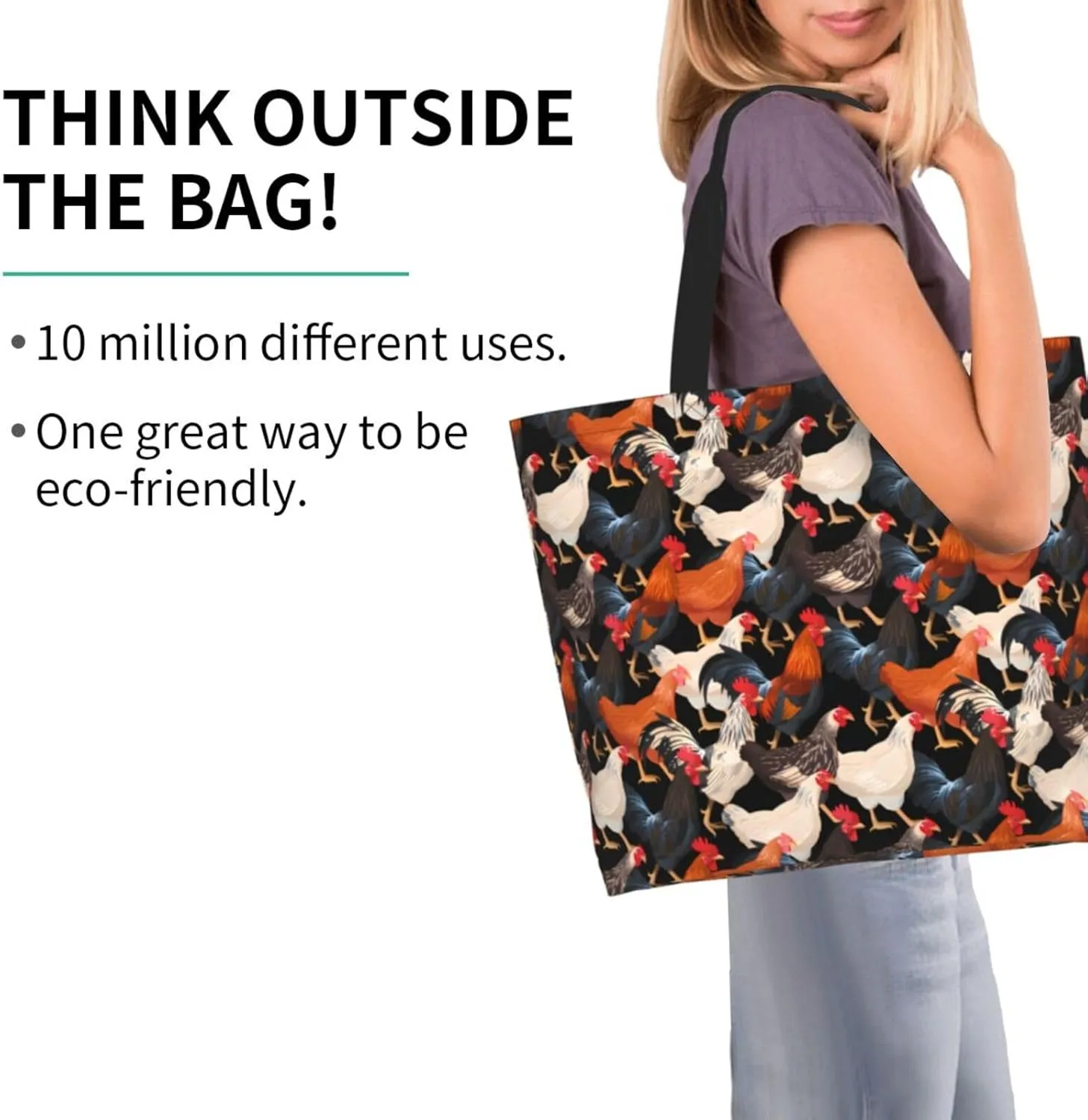 Tote Bag For Womens, Large Casual Shoulder Sling Bags Reusable Grocery Handbag For Travel Shopping Gym