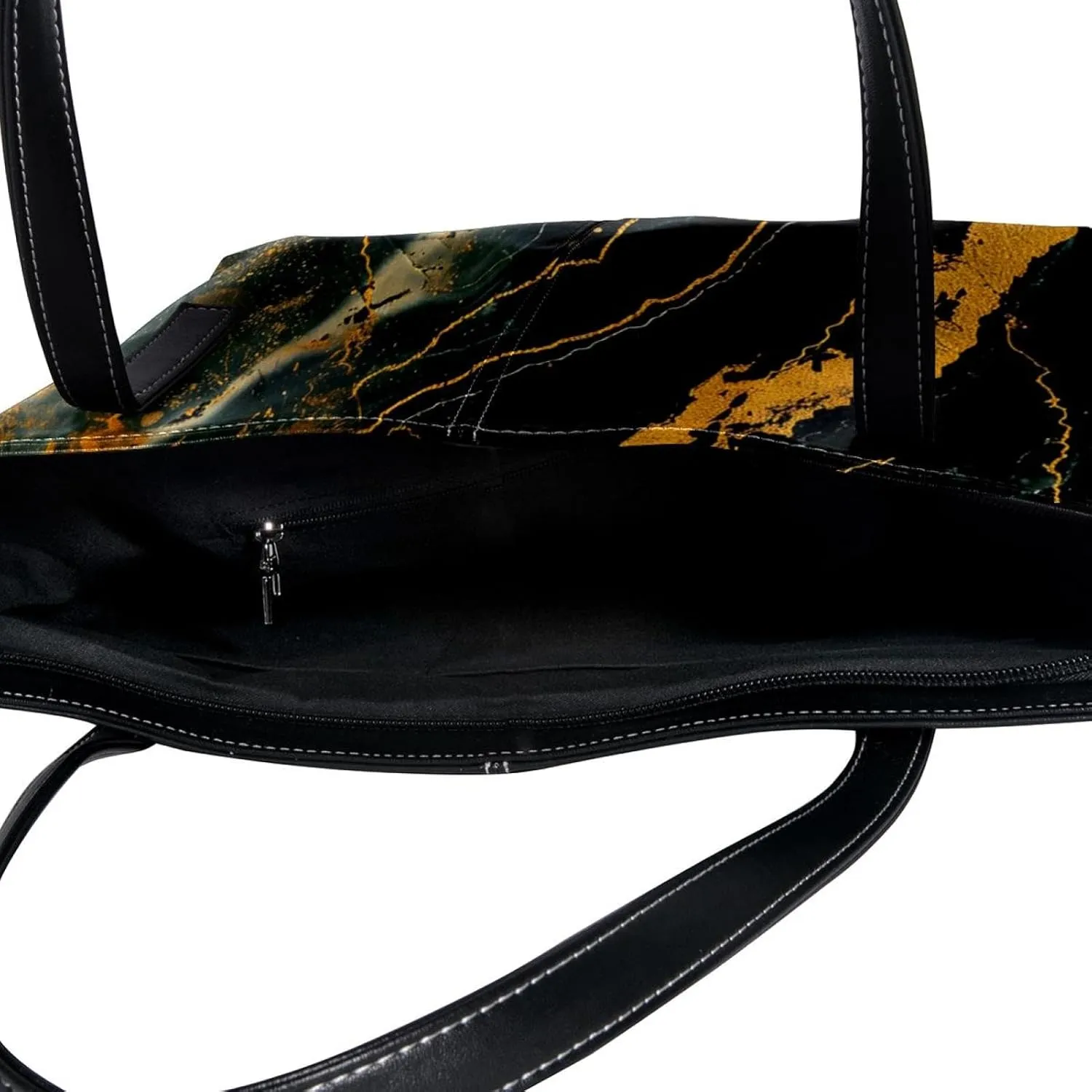 Tote Bags, Large Tote Bag, Tote Bag with Zipper, Modern Minimalist Black Gold Marble Pattern, Totes for Women