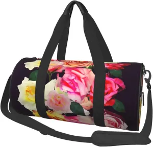 Travel Bag For Women,Roses Colored Print Personal Item Duffle Bags,Weekend Travel Duffel Tote Bag,Travel Sport Gym Bag For Men,Airplane Travel Essentials For Flying
