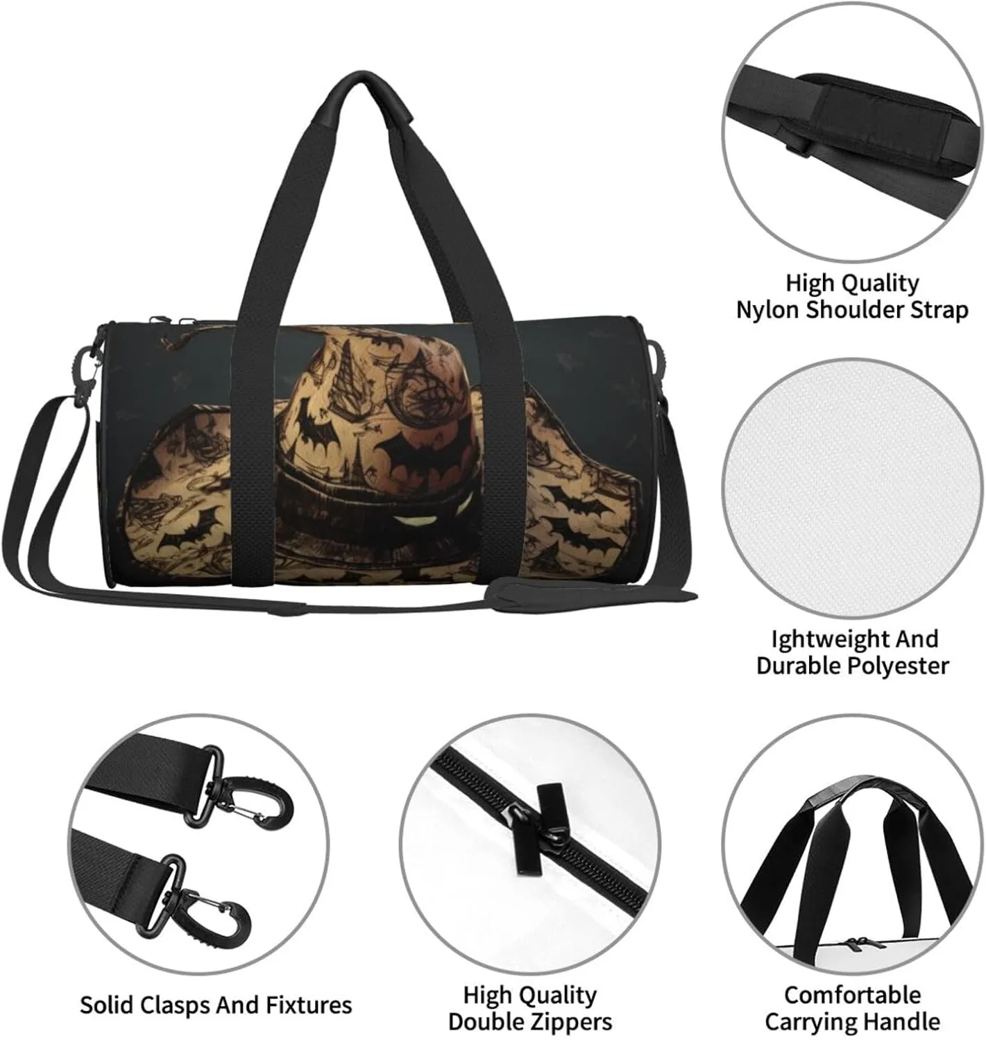 Travel Bag For Women,Witch Hat Print Personal Item Duffle Bags,Weekend Travel Duffel Tote Bag,Travel Sport Gym Bag For Men,Airplane Travel Essentials For Flying