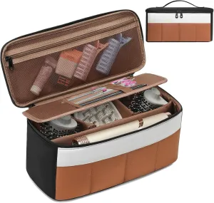 Travel Case Compatible with Shark Flexstyle Dyson Airwrap Complete Styler and Attachments, Portable Hair Dryer Bag with Removable Padded Dividers for Hair Tools Storage and Accessories, Brown