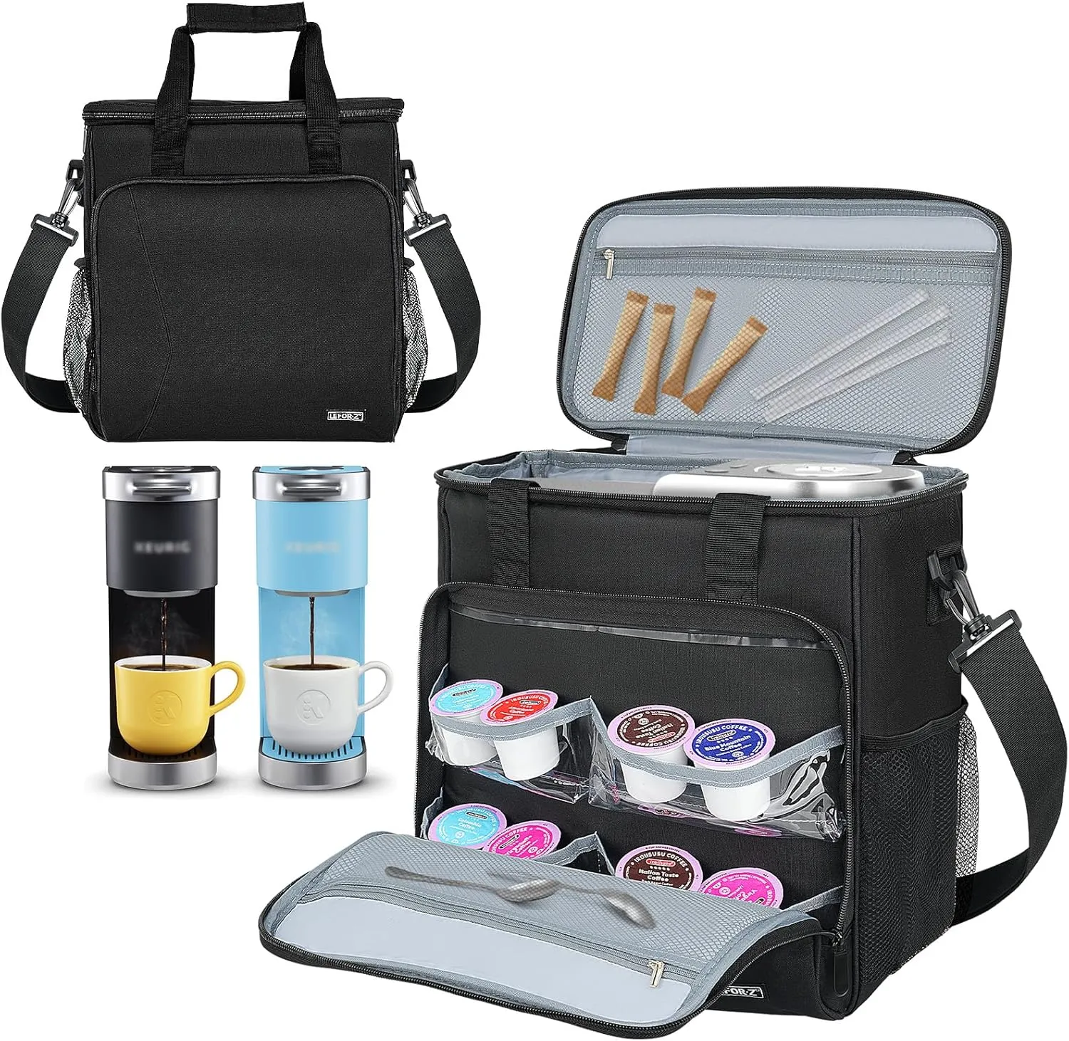 Travel Coffee Maker Carrying Bag Compatible with Keurig K-Mini or K-Mini Plus, Single Serve Coffee Maker Portable Storage Bag with Shoulder Strap(Patented Design)