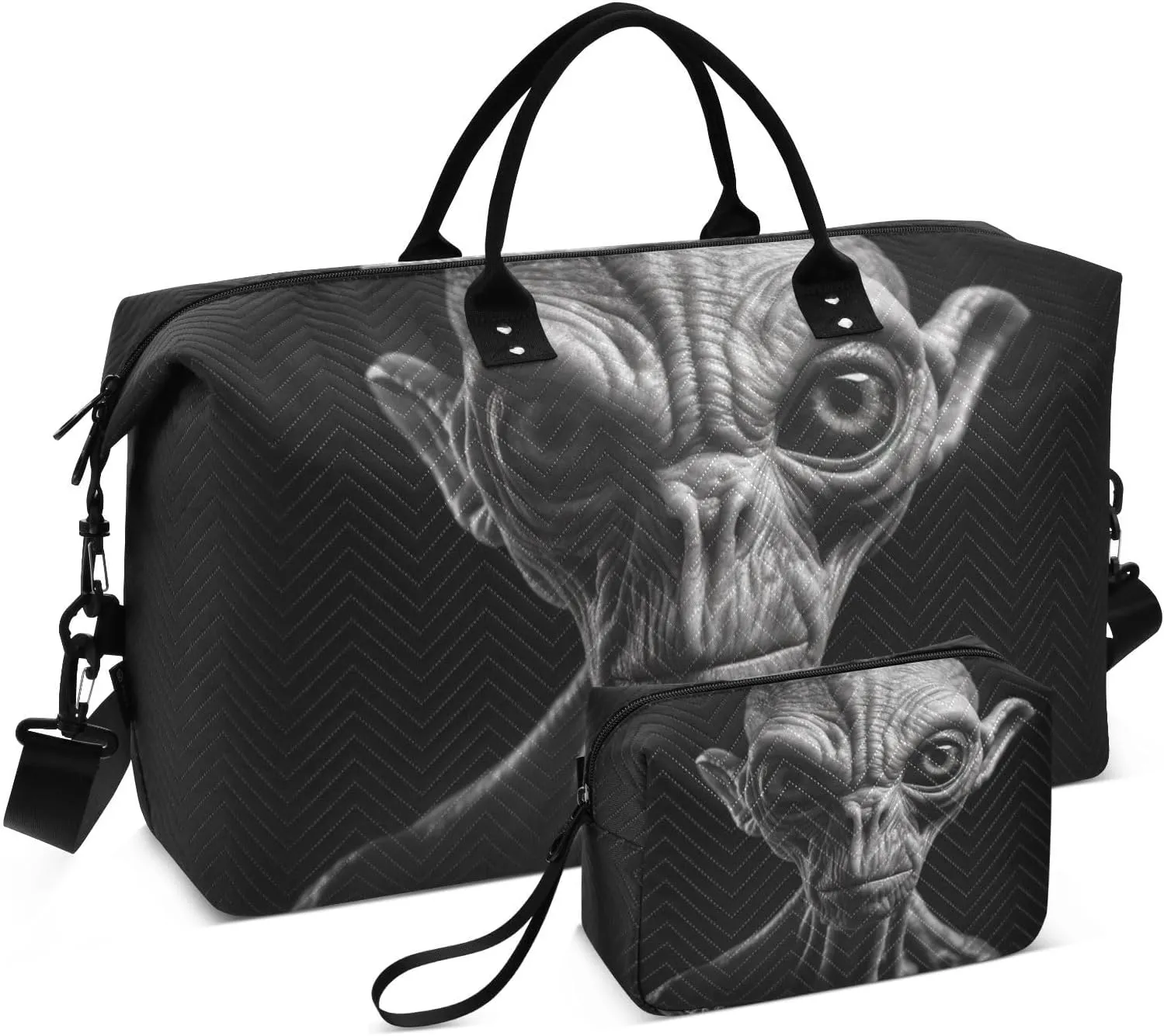 Travel Duffel Bag Alien Closeup Eye, Gym Bags with Multiple Interior Pockets for Men Women Toiletry Purse Included 20.5”x 1.9” x 13.8”