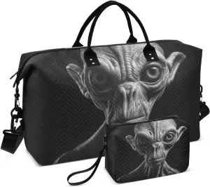 Travel Duffel Bag Alien Closeup Eye, Gym Bags with Multiple Interior Pockets for Men Women Toiletry Purse Included 20.5”x 1.9” x 13.8”