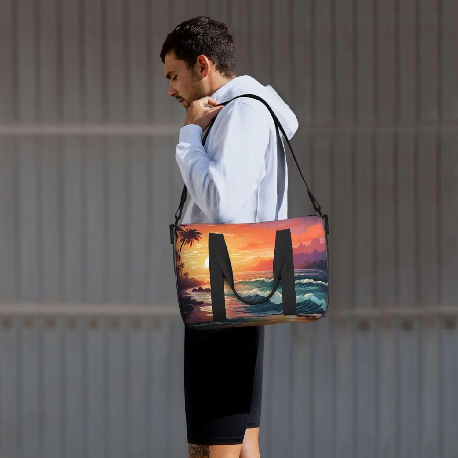 Travel Duffle Bag Sea Ocean Tropical Leaf Weekender Overnight Bags Luggage Bag for Women Men Waterproof Sports Gym Bag Hand Bag with Shoulder Strap