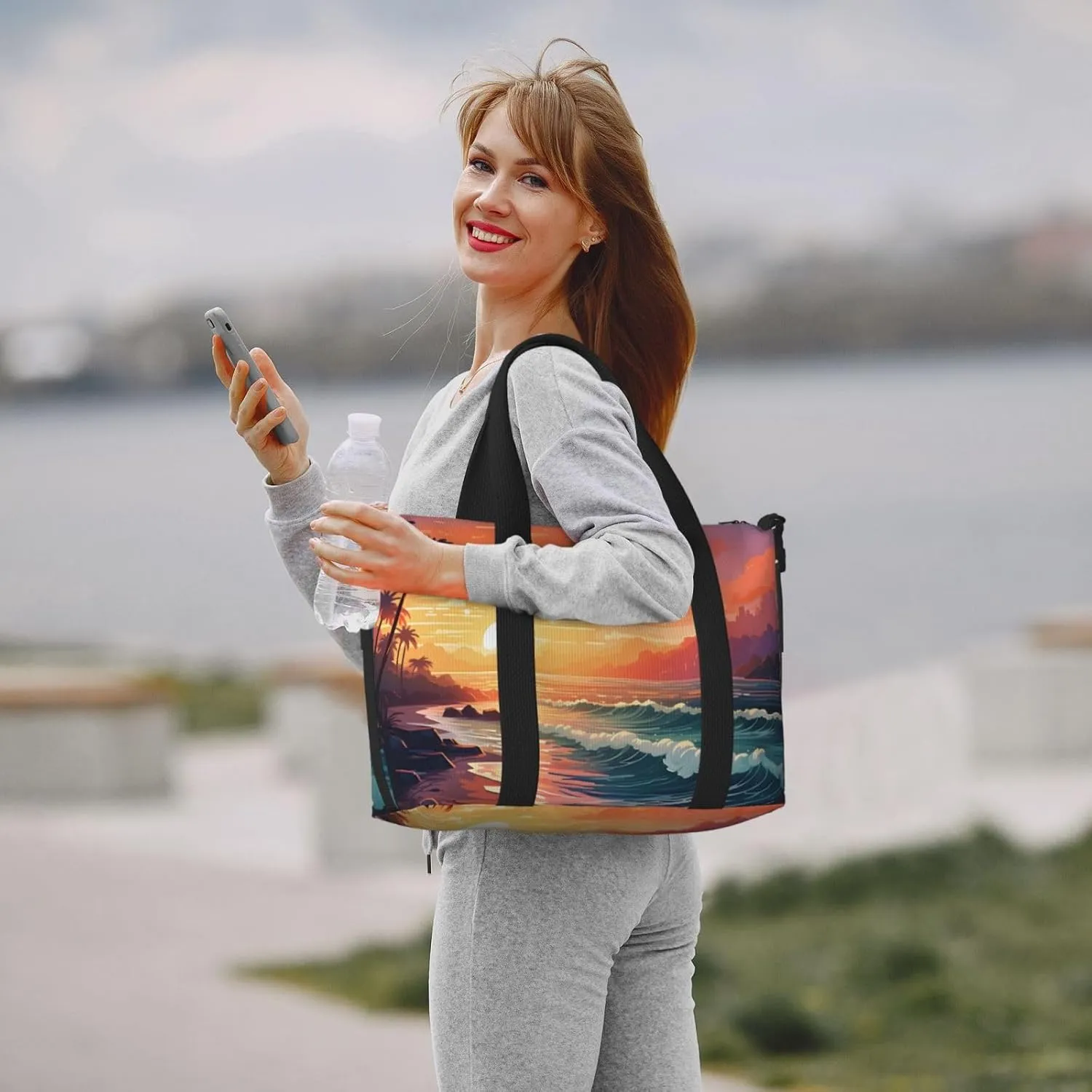 Travel Duffle Bag Sea Ocean Tropical Leaf Weekender Overnight Bags Luggage Bag for Women Men Waterproof Sports Gym Bag Hand Bag with Shoulder Strap