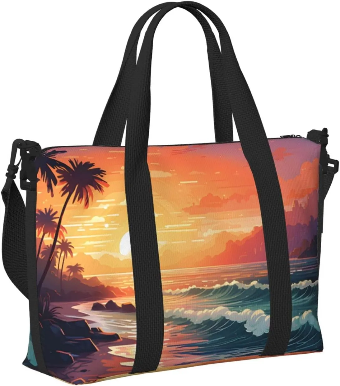 Travel Duffle Bag Sea Ocean Tropical Leaf Weekender Overnight Bags Luggage Bag for Women Men Waterproof Sports Gym Bag Hand Bag with Shoulder Strap