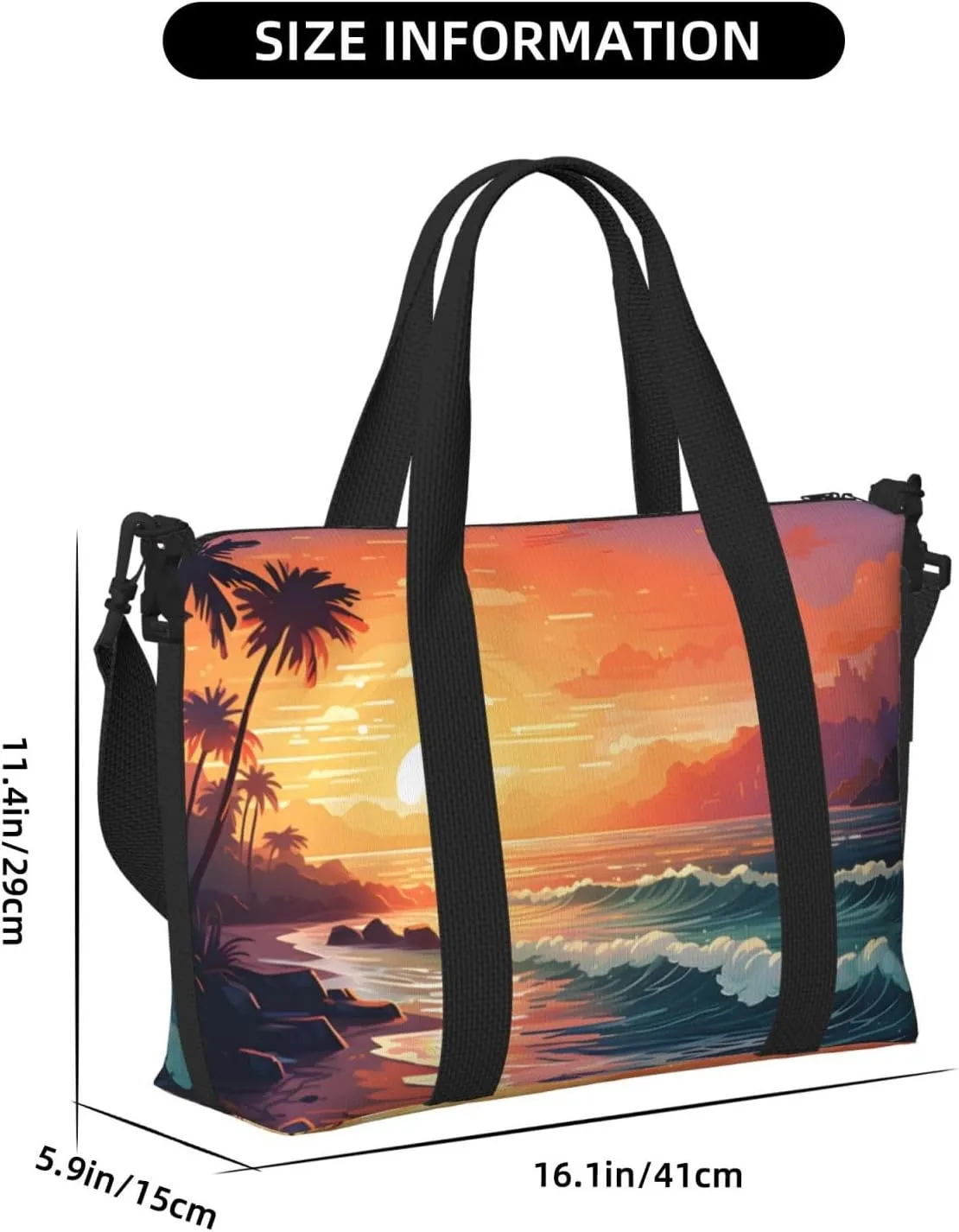 Travel Duffle Bag Sea Ocean Tropical Leaf Weekender Overnight Bags Luggage Bag for Women Men Waterproof Sports Gym Bag Hand Bag with Shoulder Strap